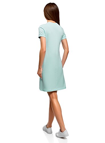 oodji Ultra Mujer Vestido Holgado de Punto, Turquesa, ES 40 / M