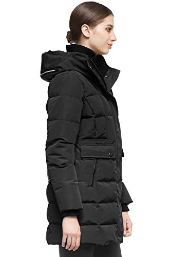 Orolay Mujer Chaqueta de Plumas con Capucha Abrigo Parka de Invierno Negro X-Small