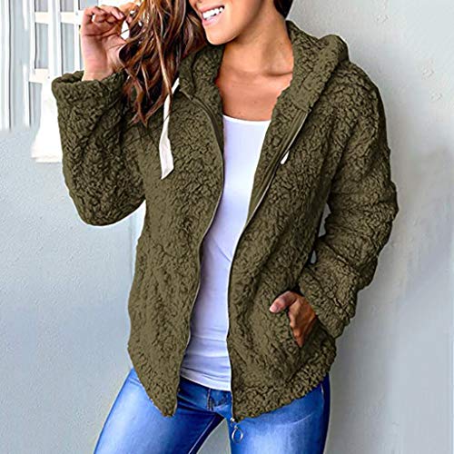 Overdose 2019 Nuevas Mujeres Chaqueta OtoñO Manga Larga Gruesa Sudadera con Cremallera Abierta Abrigo De Punto Capa Chaqueta De Invierno Abrigos Mujer Invierno Rebajas (Small, Verde)