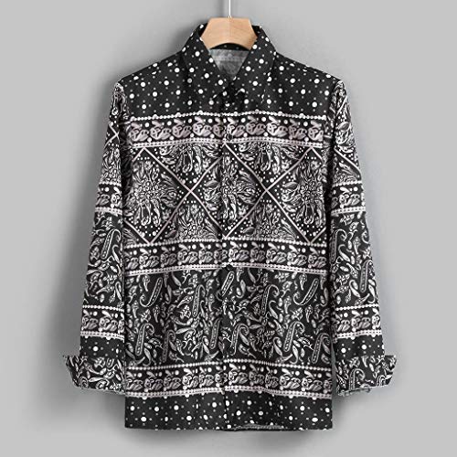 Overdose Camisa de Manga Larga Suelta para Hombre Cárdigan con Solapa cómoda y Retro con Descuento Descuento Original Barato