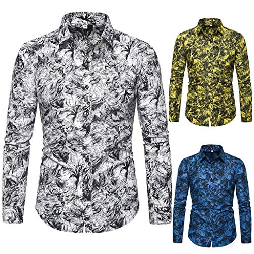 Overdose Camisas Hombre Estampadas Manga Larga Formal Moda Retro Slim Fit Italianas para Bodas Tallas Grandes T Shirt Hombre Blusa Ibicenca Vestir Vintage Raya