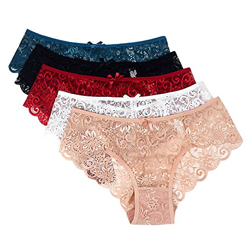 Pack de 5 Bragas de Encaje para Mujer, Ropa Interior Sexy ultradelgada, Tallas S, M, L, XL