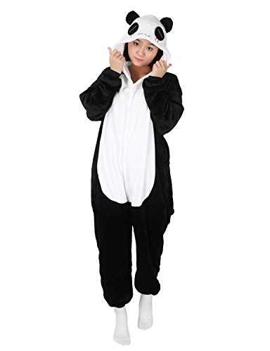 Panda Carnaval Disfraces Pijama Animales Disfraces Outfit Animales Dormir Traje Animales OneSize Sleepsuit con Capucha Adultos Unisex de Forro Polar Mono Disfraz (M, Panda-1)