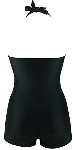 PANOZON Mujer Vestido de Bañador Traje de Baño una Pieza para Playa y Mar Boyshorts (XXX-Large, Negro)