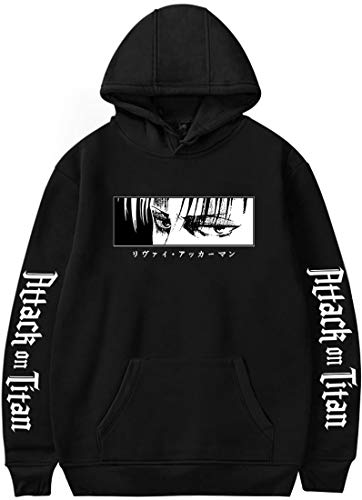 PANOZON Sudaderas Attack on Titan Hombre Chaqueta de Anime con Capucha Ataque a los Titanes Series Manga (M, A-Negro 159-1)