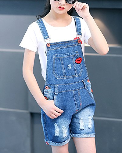 Peto Vaquero Niña Pantalones Cortos Mono Denim Verano Overall Azul Oscuro L