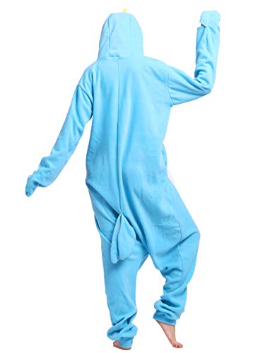 Pijama Animal Entero Unisex para Adultos con Capucha Cosplay Pyjamas Azul Narval Ropa de Dormir Traje de Disfraz para Festival de Carnaval Halloween Navidad