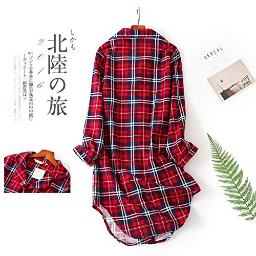 Pijama Mujer algodón Otoño Invierno Manga Larga Ropa de Dormir Tallas Grandes Pijamas Camison Botones