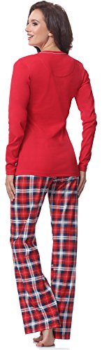 Pijamas Damas Otoño Invierno Conjunto de Pijamas Nocturnos Bata de Dos Piezas de Manga Larga 2020 (S, Rojo1)