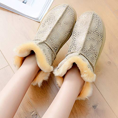 Posional Botas De Nieve Para Mujeres OtoñO Invierno Urbano Suave Y CóModo Pieles Estilo CláSico Altas Mantener Caliente Peludo TalóN Plano Botines Nieve Sin Cordones, Tobillo Plano Cordones Teen Girls