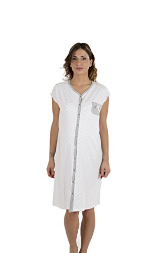 Premamy - Camisa Clinica para Maternidad, Modelo de Frente Abierto, algodón elástico de Dos vías, pre-Post-Parto - Gris - VII (XXL)