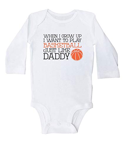 Promini Play Basketball Like Daddy - Body de baloncesto divertido para niños Blanco blanco 6 mes