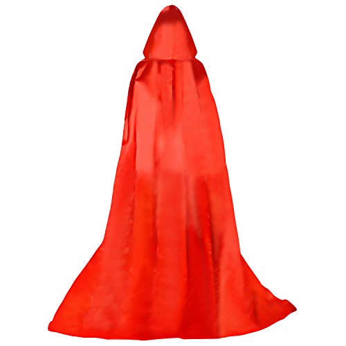 Proumhang Larga Capa Roja con Capucha Medieval Vampiro Traje de Bruja Mujer Halloween Disfraz Carnaval Navidad Adulto