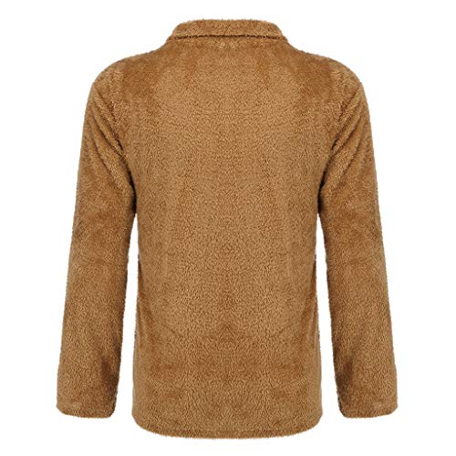 Pullover de Felpa Hombre Sudadera Lana Sintética Cuello Alto con Cremallera Camisas Suave Caliente Invierno Ropa Casual de Manga Larga Blouse Tops Rebajas Yvelands(café,L)