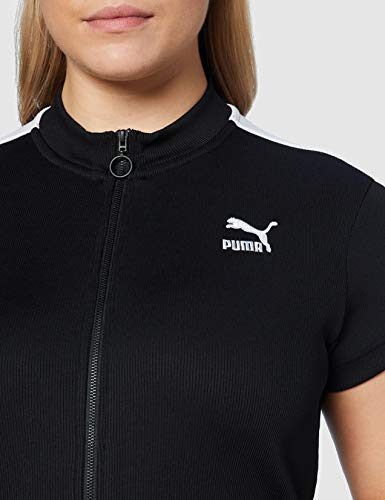 PUMA Classics Ribbed Tight SS Dress Vestido, Mujer, Puma Black, M