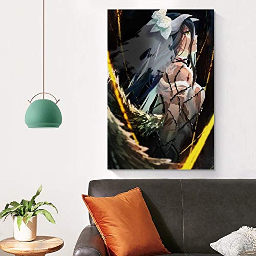 QOQOQO Póster de anime japonés de Overlord, con diseño de cuernos de vestir, póster y arte de pared, moderno, 60 x 90 cm