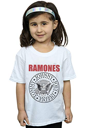 Ramones Niñas Red Text Seal Camiseta Blanco 7-8 Years