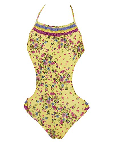 Red Point Beachwear, Infantil, Bañador niña, Trikini, Sarina, Talla ESP: 10 años, Amarillo/Multicolor