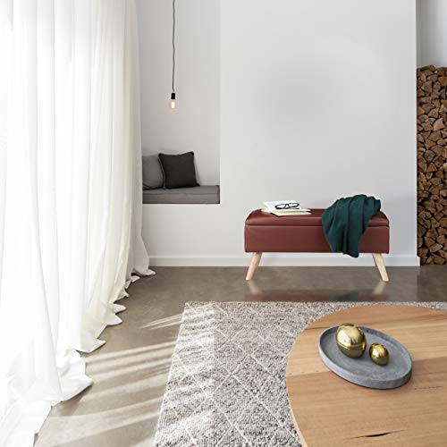 Relaxdays Banco Almacenamiento 40 L, Pino, Blanco, 40 x 80 x 39,5 cm