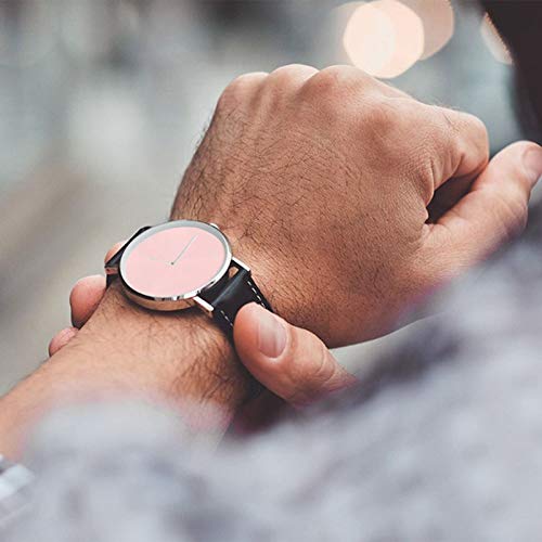 Reloj de cuero de cuarzo rosa Pantone Color del año 2016 Color sólido Unisex clásico casual moda reloj de cuarzo reloj de acero inoxidable con correa de cuero