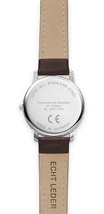 Reloj de pulsera para mujer de Dresdner, mecanismo de cuarzo, correa de piel auténtica, unisex, analógico, resistente al agua, plateado, marrón