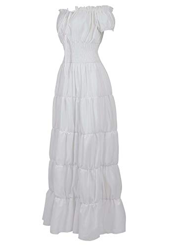 renacentista Vestido Medieval Mujer Vintage Victoriano gotico Manga Larga de Llamarada Disfraz Princesa Blanco s