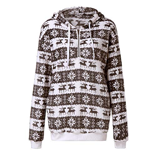 Reooly Sra. Christmas Sudadera con Capucha Abrigo Invierno Cálido Chaqueta de Bolsillo con Cremallera de Lana(Café,XX-Large)