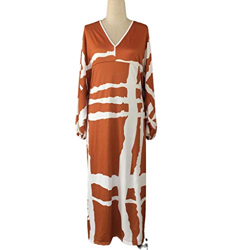 ReooLy Vestido Largo Suelto con Manga de murciélago japonés de Talla Grande para Mujer（Caqui，M）