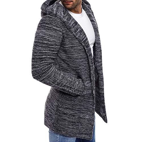 riou Chaqueta Cardigan de Manga Larga de Punto sólido con Capucha de Color sólido de Invierno para Hombre Casual y cálida