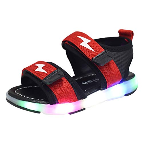 riou Unisex Niños Sandalias Verano relámpago LED luz Deportes Playa Zapatos Sandalias Ligero y cómodo Linda de Dibujos Animados Playa Sandalias Velcro 21-30