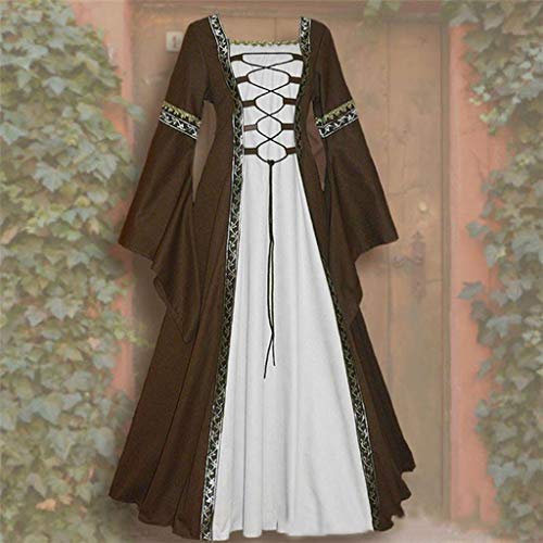 RISTHY Vestidos de Fiesta Gótico Mujeres Vestidos Medieval Vestidos Cosplay Manga Trompeta Retro Cuello Cuadrado Renacentista Princesa de Las Mujeres Vestidos Largos para Mujeres