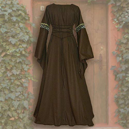 RISTHY Vestidos de Fiesta Gótico Mujeres Vestidos Medieval Vestidos Cosplay Manga Trompeta Retro Cuello Cuadrado Renacentista Princesa de Las Mujeres Vestidos Largos para Mujeres