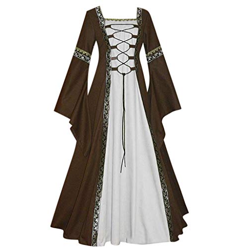 RISTHY Vestidos de Fiesta Gótico Mujeres Vestidos Medieval Vestidos Cosplay Manga Trompeta Retro Cuello Cuadrado Renacentista Princesa de Las Mujeres Vestidos Largos para Mujeres