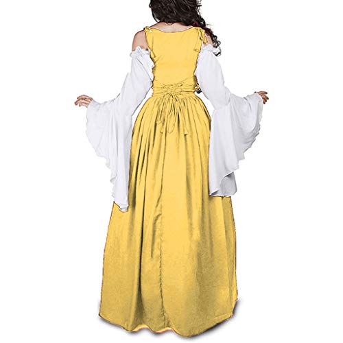 RISTHY Vestidos de Fiesta Gótico Mujeres Vestidos Medieval Vestidos Cosplay Manga Trompeta Retro Cuello Cuadrado Renacentista Princesa de Las Mujeres Vestidos Largos para Mujeres