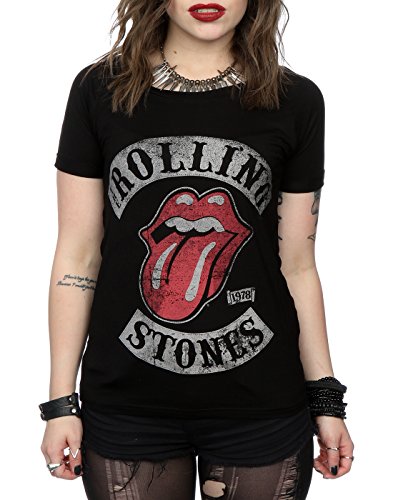 Rolling Stones mujer Tour 78 Tongue Manga de la camiseta del rollo X-Large Negro