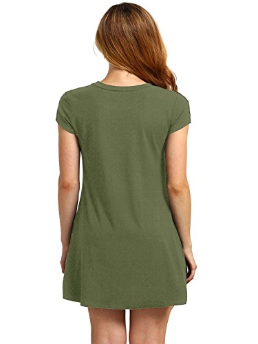 Romwe Vestido casual de manga larga para mujer - Verde - Large