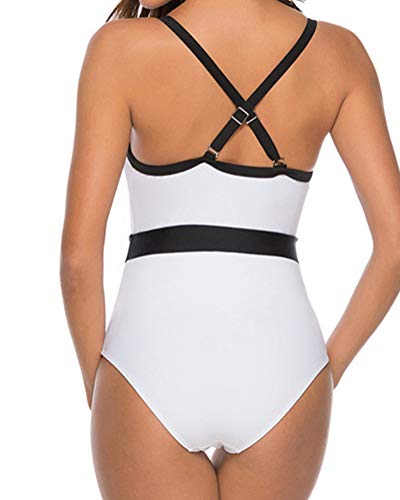 Ropa De Baño Bañador de una Pieza Bikini Mujer Bikini Push Up Mujer Sin Respaldo Playa Bikinis Brasileños Mujer con Relleno Bikinis Mujer Traje De Baño Mujer Color sólido，Blanco，S