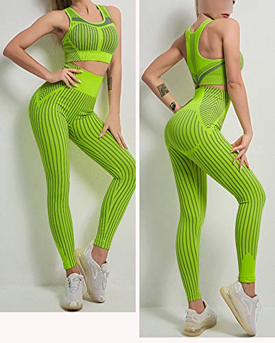 Ropa De Yoga Sin Costuras De Dos Piezas para Mujer, Ajustado A La Cadera, Ajustado, Traje De Gimnasio, Sujetador, Chaleco Deportivo para Correr, Traje