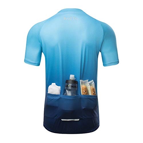 ROTTO Maillot Ciclismo Hombre Camiseta Ciclismo Manga Corta Ropa Ciclista para Bicicleta de montaña con Bolsillo