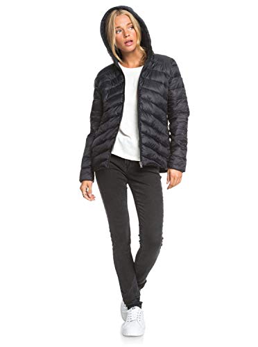 Roxy Coast Road-Chaqueta con Acolchado, Resistente Al Agua, Ligera Y Plegable para Mujer, Anthracite, S