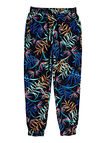 Roxy Easy Peasy - Pantalón De Playa Elástico para Mujer Pantalón De Playa Elástico, Mujer, Anthracite Wild Leaves s, S