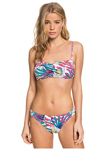 Roxy Into The Sun - Conjunto De Bikini Bandeau para Mujer Conjunto De Bikini Bandeau, Mujer, Bright White Tropic Call S, M