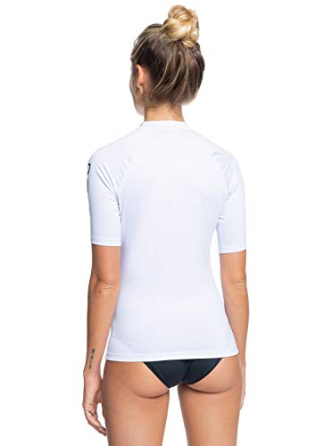 Roxy Whole Hearted - Licra De Manga Corta con Protección Solar UPF 50 para Mujer, S, Blanco (White Wbb1) (ERJWR03409)