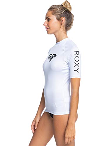 Roxy Whole Hearted - Licra De Manga Corta con Protección Solar UPF 50 para Mujer, S, Blanco (White Wbb1) (ERJWR03409)