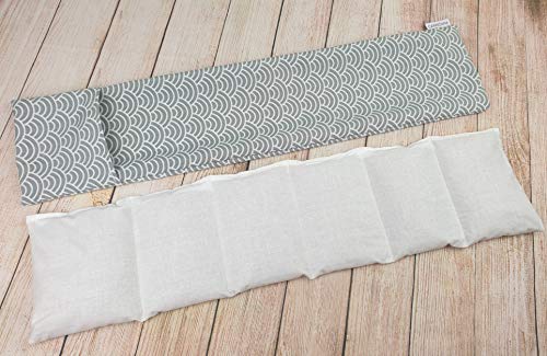 Saco térmico cervical extralargo de semillas de trigo con funda lavable 63x15cm (Kimono Gris)