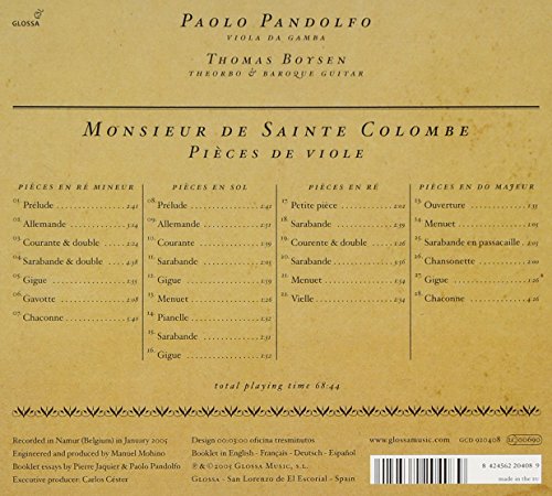 Sainte Colombe : Pieces De Viole