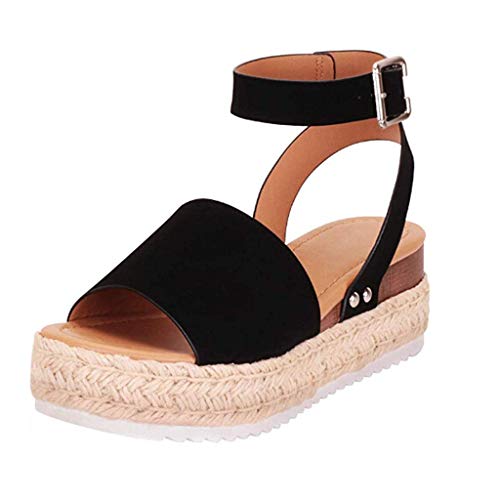 Sandalias Mujer Verano 2019 Zapatos de Plataforma Cuña Zapatos de Boca de Pescado Playa Zapatillas Sandalias de Punta Abierta Fiesta Roman Tacones Altos Sandalias vpass