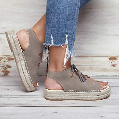 Sandalias Mujer Verano 2019 Zapatos de Plataforma Mujer Sandalias Planas Playa Zapatillas Sandalias de Punta Abierta Casual Fiesta Roman Tacones Altos Sandalias vpass