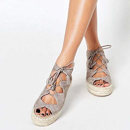 Sandalias Mujer Verano 2019 Zapatos de Plataforma Mujer Sandalias Planas Playa Zapatillas Sandalias de Punta Abierta Casual Fiesta Roman Tacones Altos Sandalias vpass