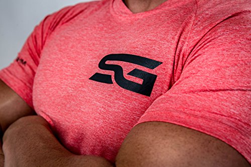 Satire Gym - Camiseta Ajustada Fitness Hombres/Ropa Deportiva de Secado rápido Hombre - Apta como Camiseta de Culturismo y Camiseta de Gimnasio Entrenamientos (Rojo Moteado, M)